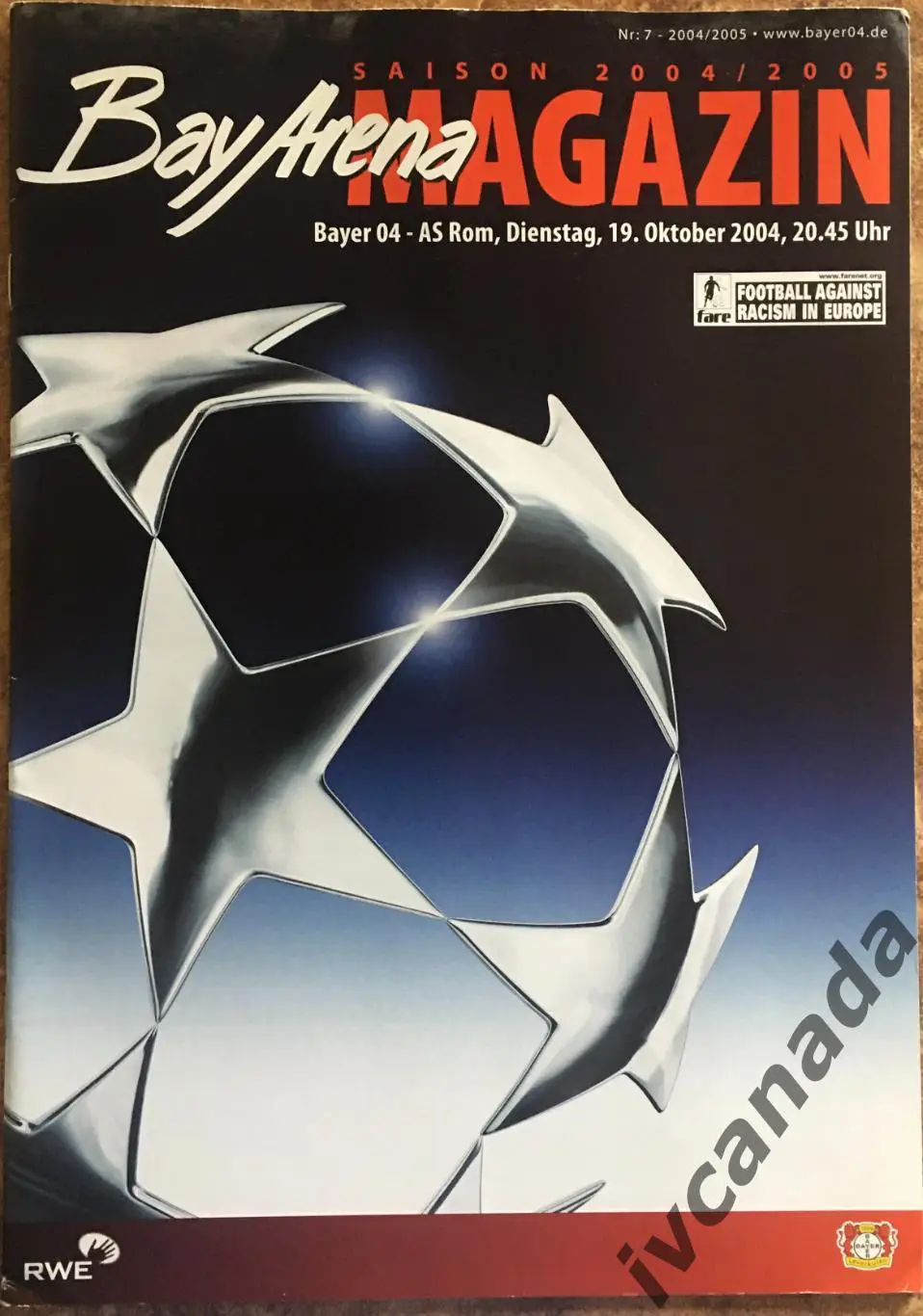 Байер 04 Леверкузен Германия - Рома Италия. 19 октября 2004 года. Лига Чемпионов