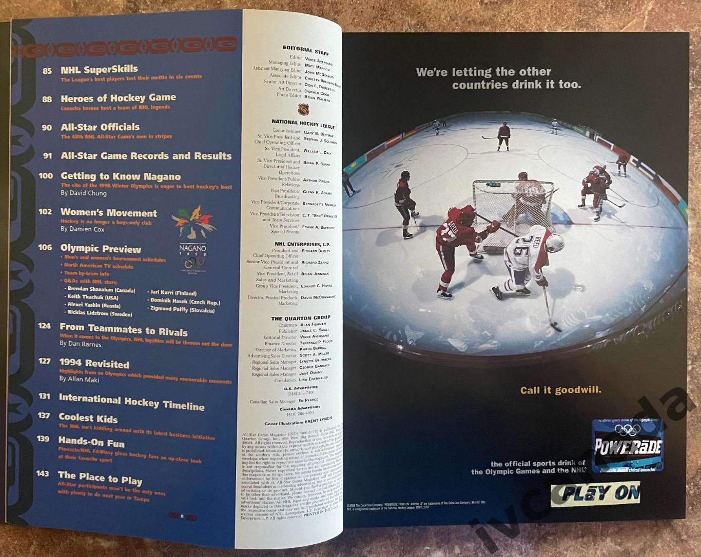 Матч звезд НХЛ 1998(ALL STAR GAME NHL) Северная Америка - Мир. Превью Олимпиады 2