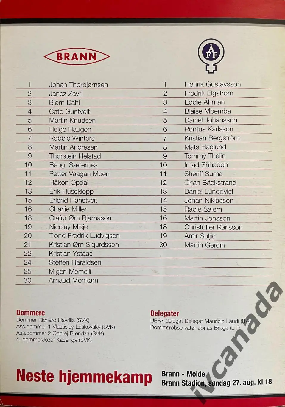 Бранн Норвегия - Отвидаберг Швеция. 10 августа 2006 года. Кубок УЕФА. 1