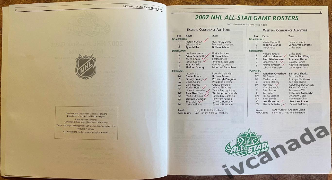 Матч всех звезд НХЛ 2007(ALL STAR GAME NHL) MEDIA GUIDE 24 января 2007 г. Даллас 3