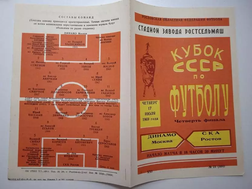 СКА Ростов - Динамо Москва 1969 Кубок