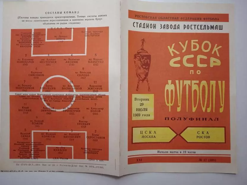 СКА Ростов - ЦСКА Москва 1969 Кубок