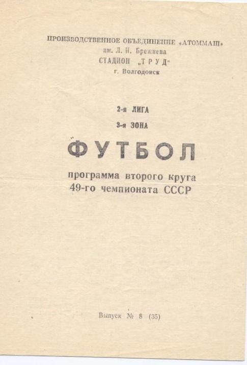 Волгодонск. Программа 2 круга. 1986