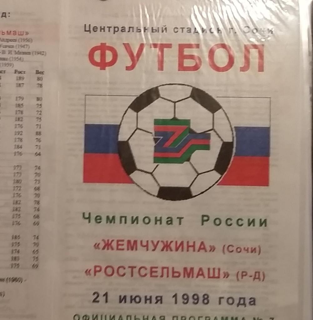 Жемчужина Сочи - Ростсельмаш1998 с почтой