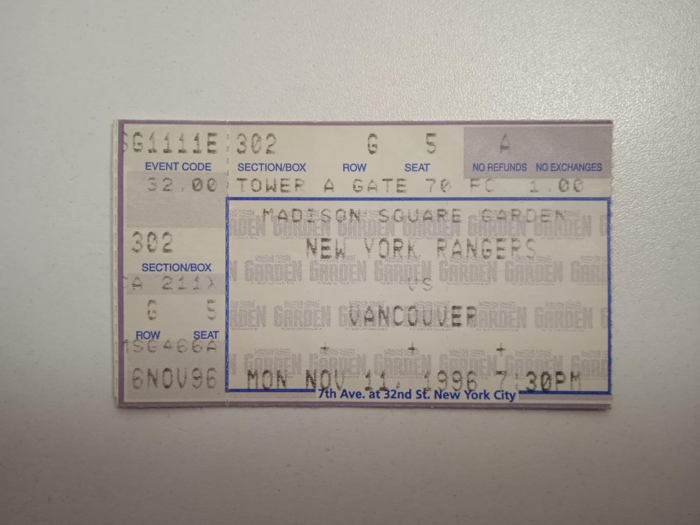 Нью-Йорк Рейнджерс – Ванкувер Кэнакс/New York Rangers-Vancouver Canucks 11.11.96