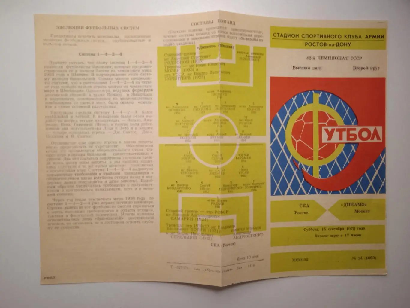 СКА Ростов - Динамо Москва 1979
