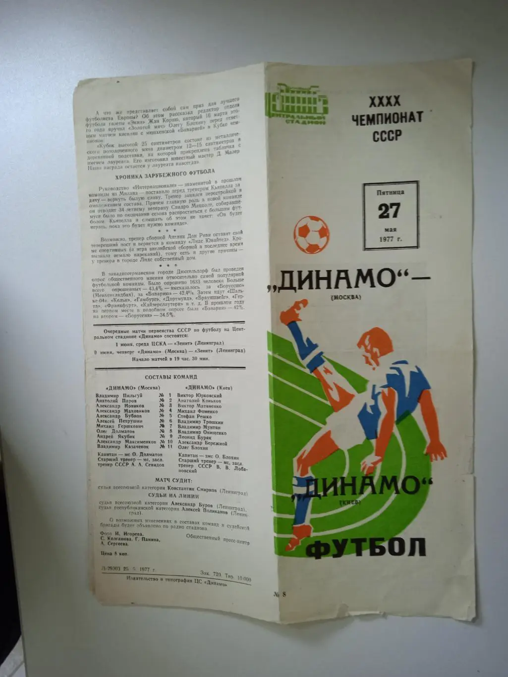 Динамо Москва - Динамо Киев 1977