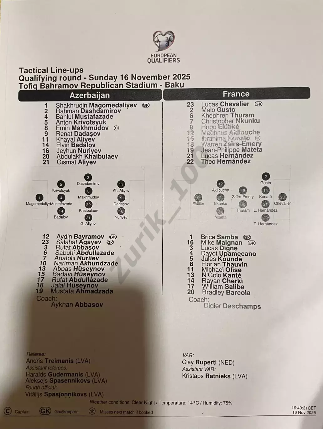 Азербайджан - Франция 16.11.2025 1