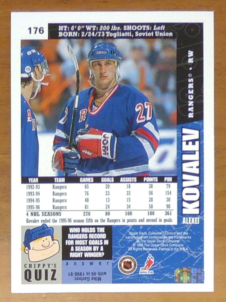 Карточка Алексей Ковалев Upper Deck Collector's Choice 1996-1997: №176 1