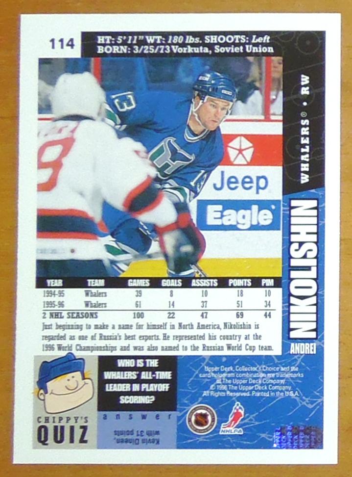 Карточка NHL Андрей Николишин Upper Deck Collector's Choice 1996-1997: №114 1