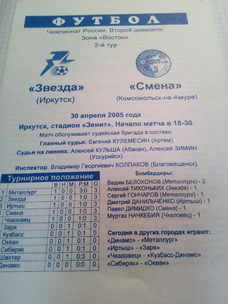 Звезда Иркутск - Смена Комсомольск-на-Амуре - 30.04.2005