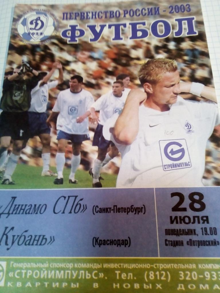 Динамо Санкт-Петербург - Кубань Краснодар - 28.07.2003
