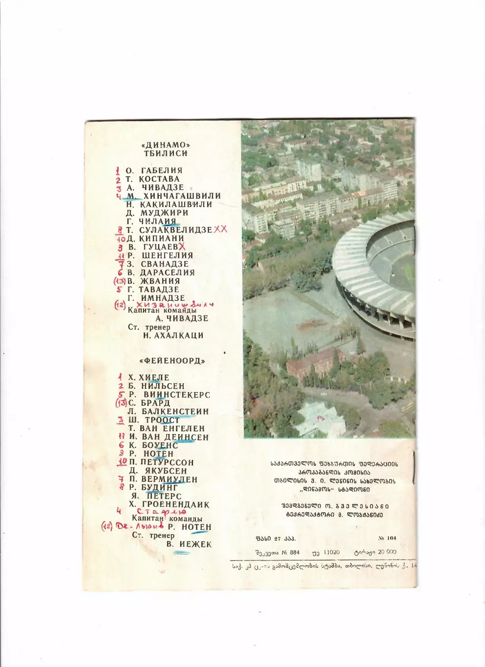 Динамо Тбилиси - Фейеноорд Голландия 1981 1