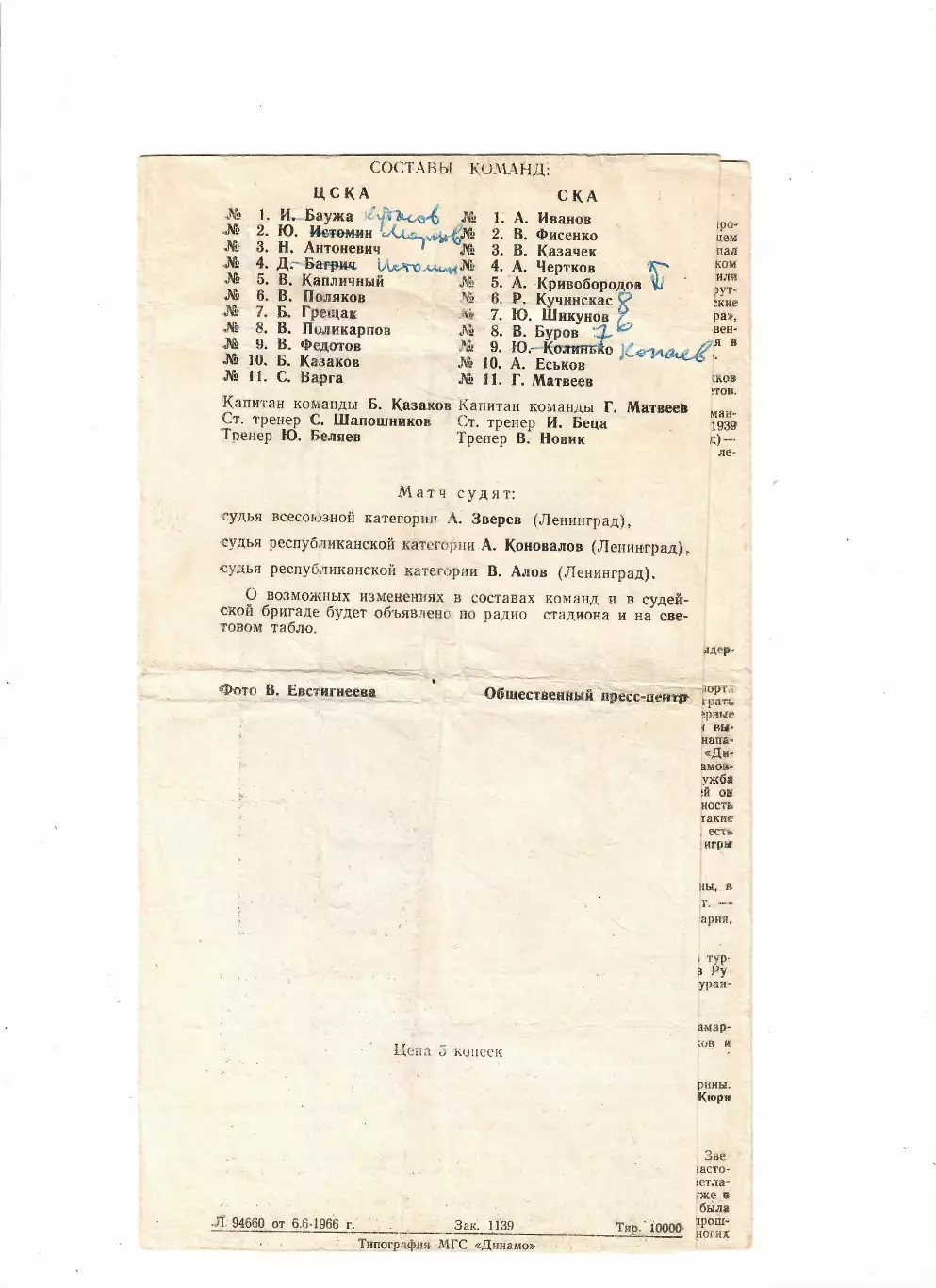 ЦСКА - СКА Ростов-на-Дону 1966 1