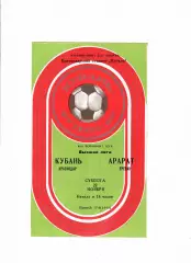 Кубань Краснодар-Арарат Ереван 1980