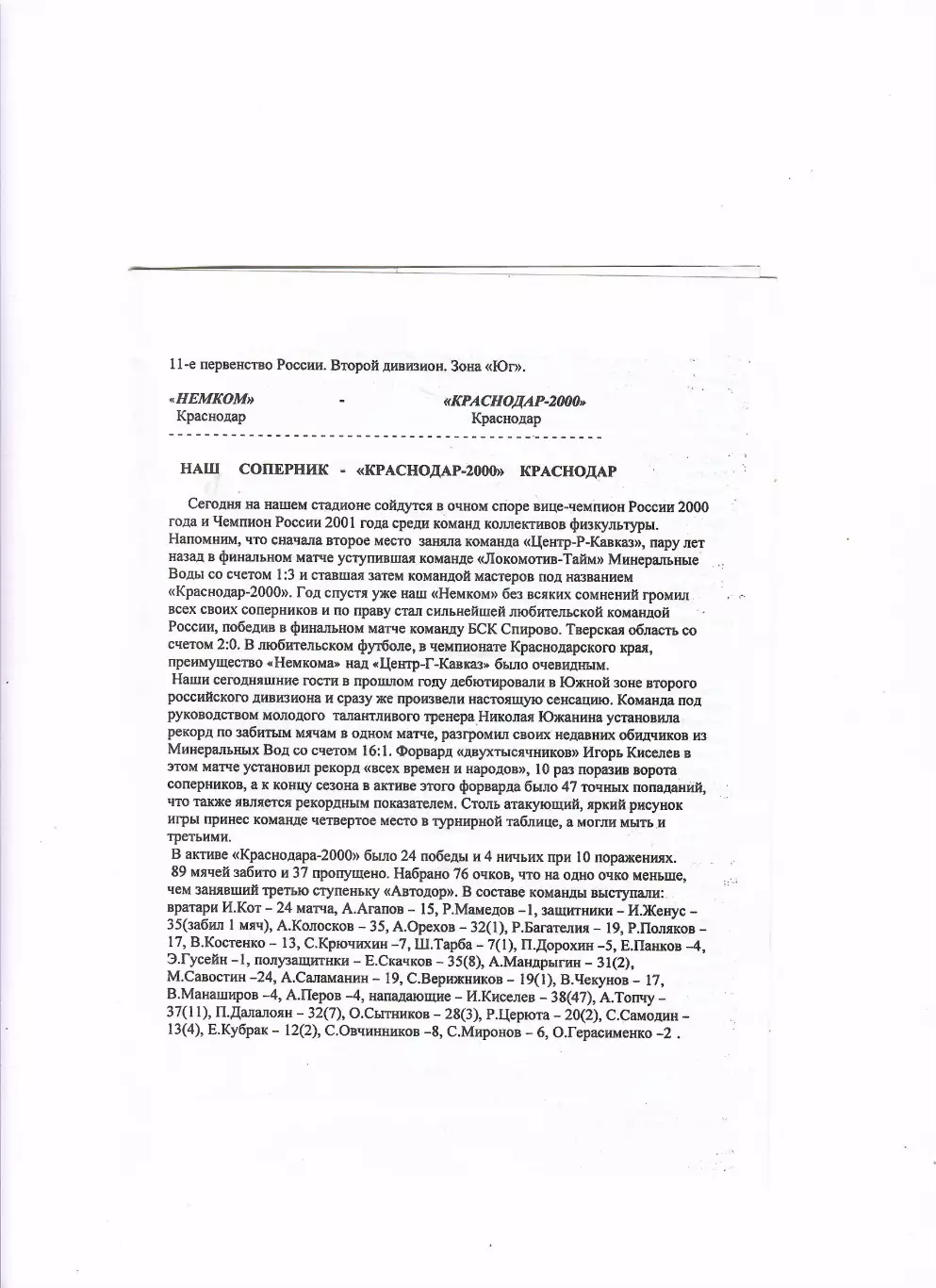 Немком Краснодар - Краснодар-2000 2002