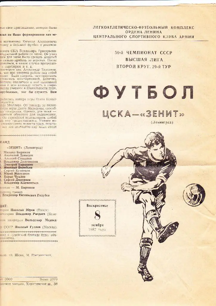 ЦСКА-Зенит 1987