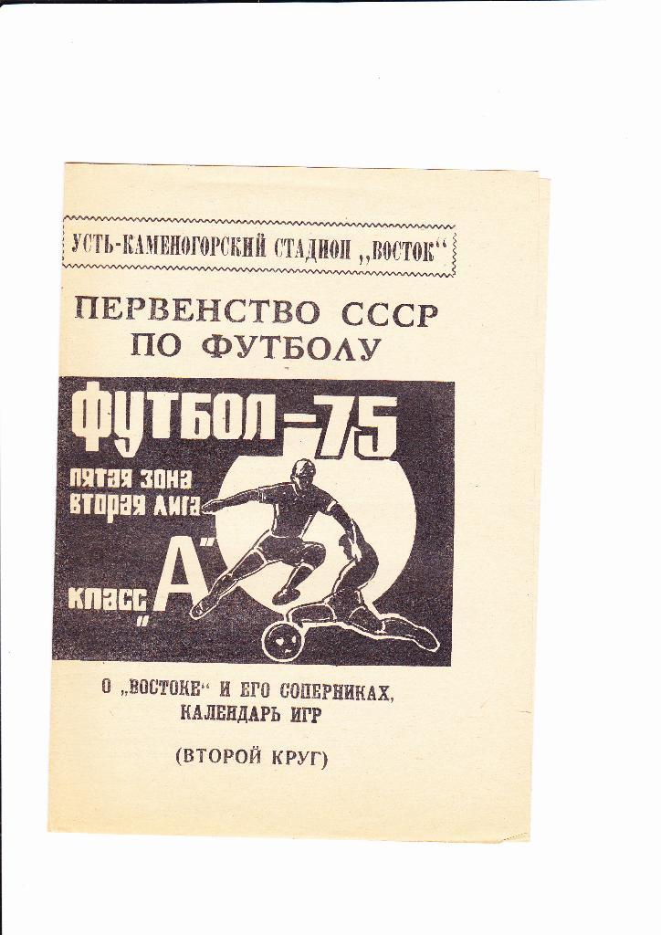 Восток Усть-Каменогорск 1975 (2 круг)