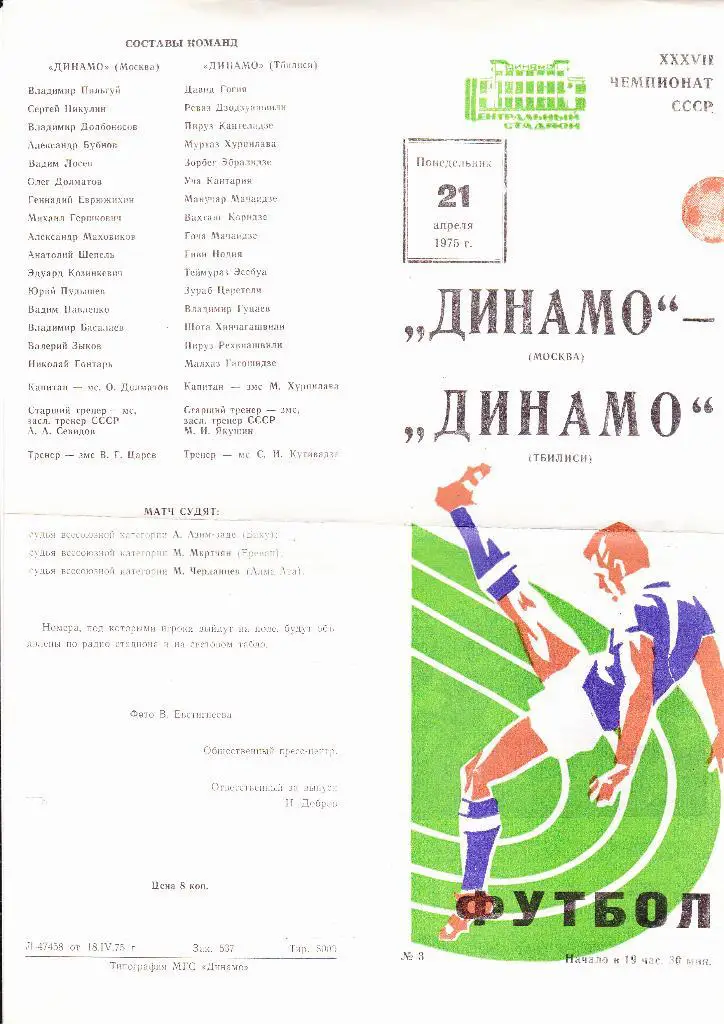 Динамо Москва-Динамо Тбилиси 1975