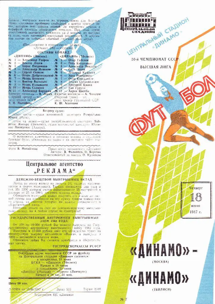 Динамо Москва-Динамо Тбилиси 1987