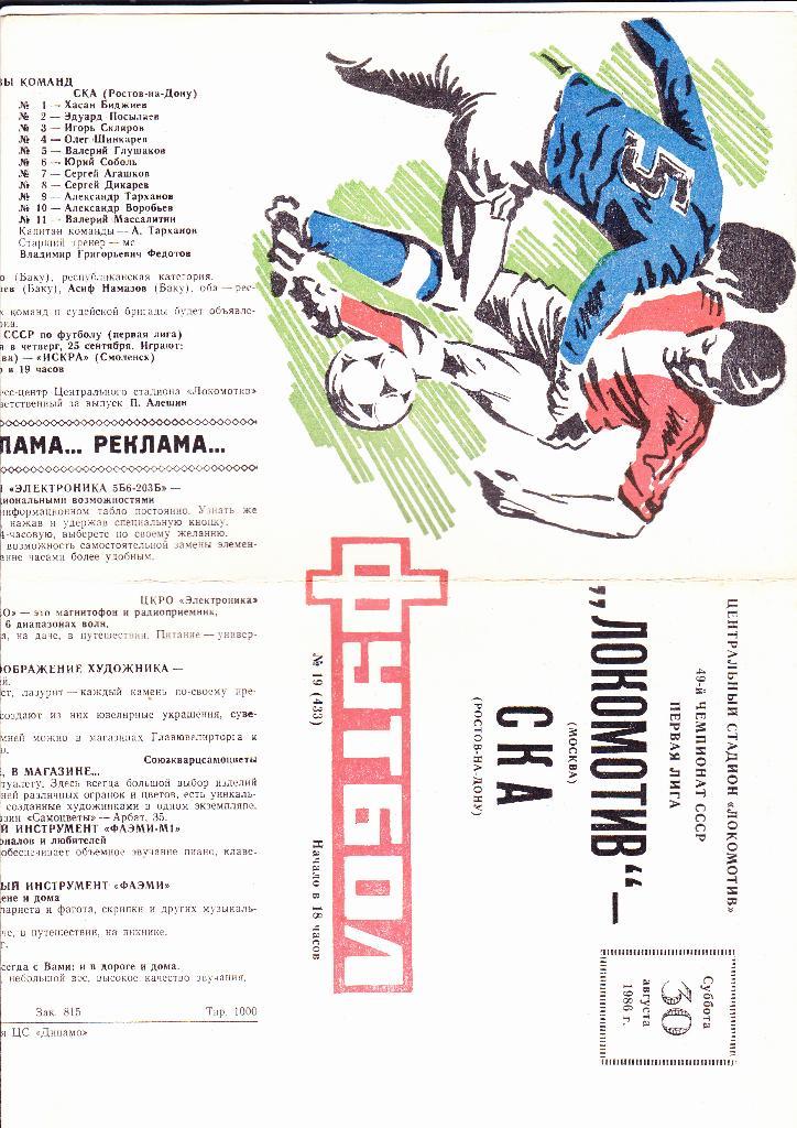 Локомотив-Ска Ростов 1986