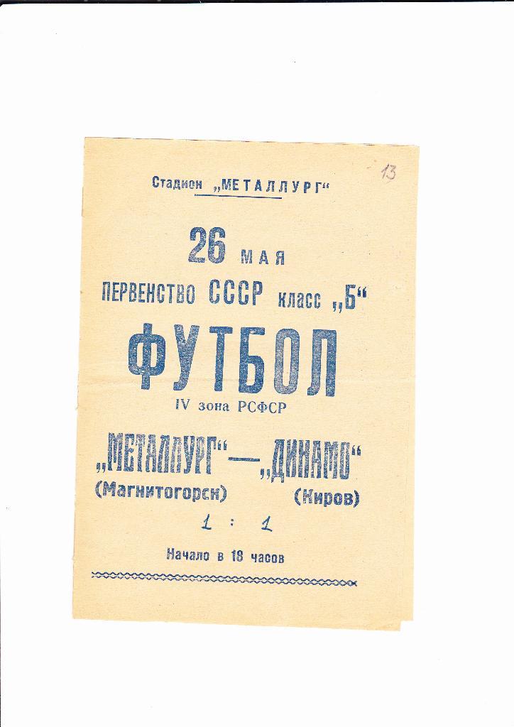 Металлург Магнитогорск-Динамо Киров 1963