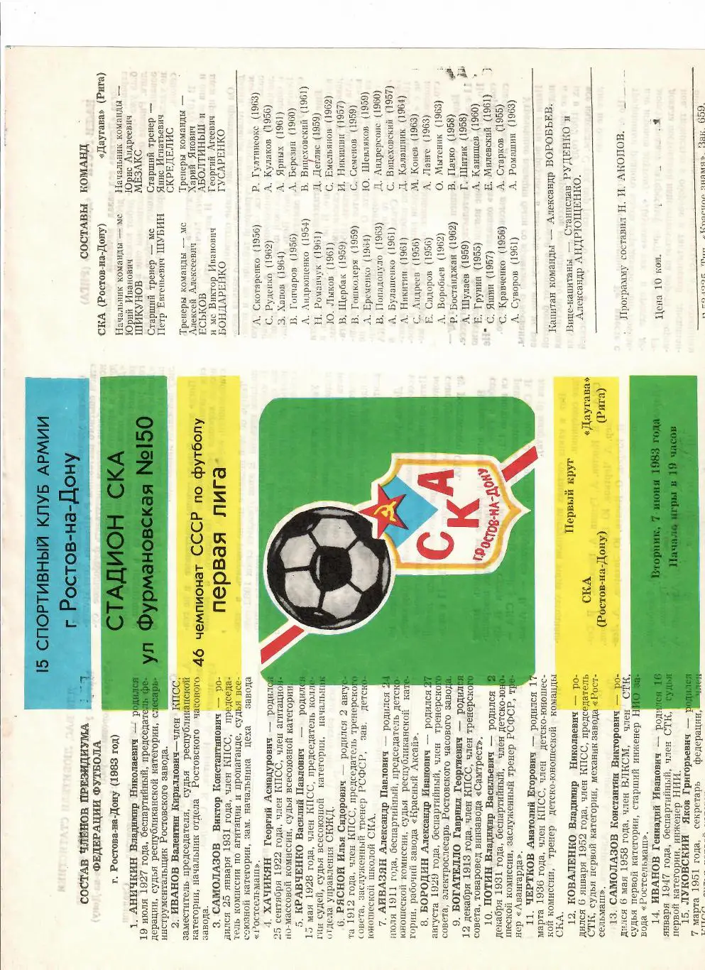 СКА Ростов-Даугава Рига 1983