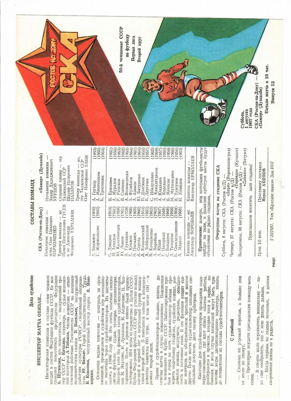 СКА Ростов-Памир 1987