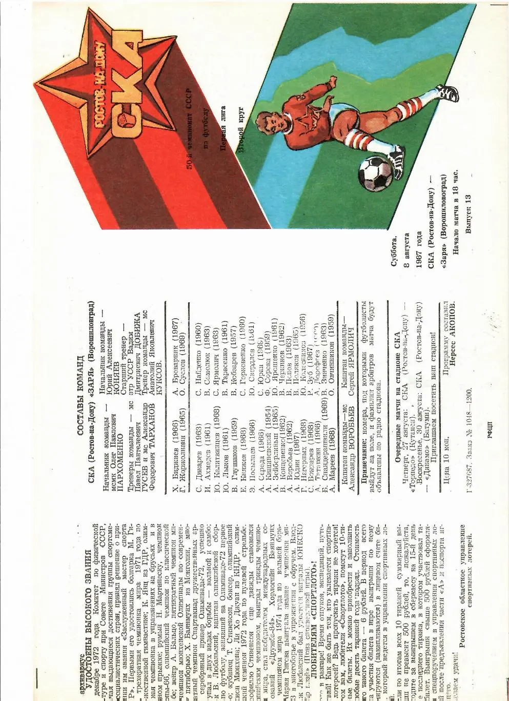 СКА Ростов-Заря Луганск 1987