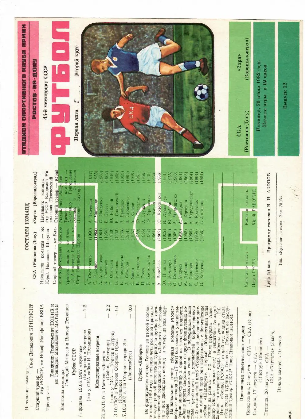 СКА Ростов-Заря Луганск 1982