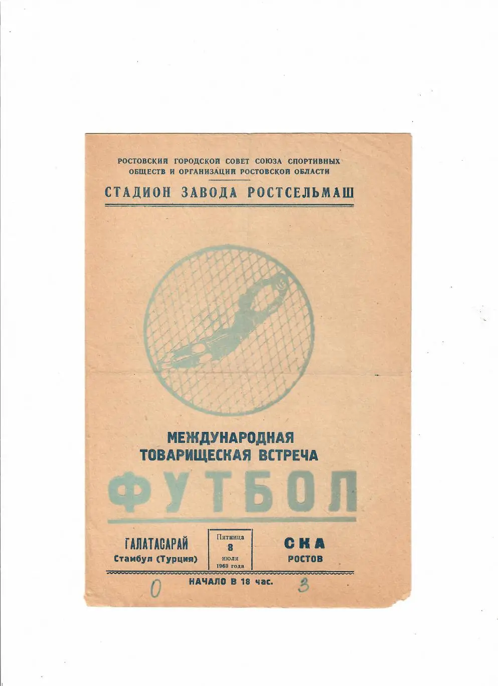 СКА Ростов-Галатасарай Турция 1960 ТМ