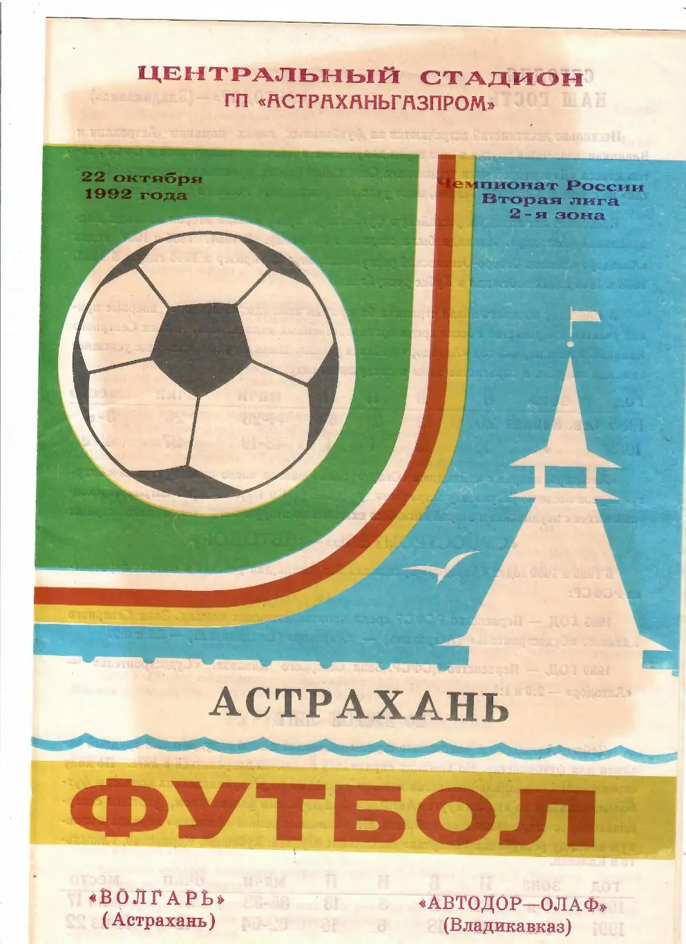 Волгарь Астрахань-Автодор Владикавказ 1992