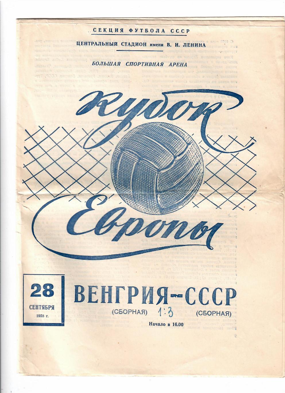 СССР-Венгрия 1958