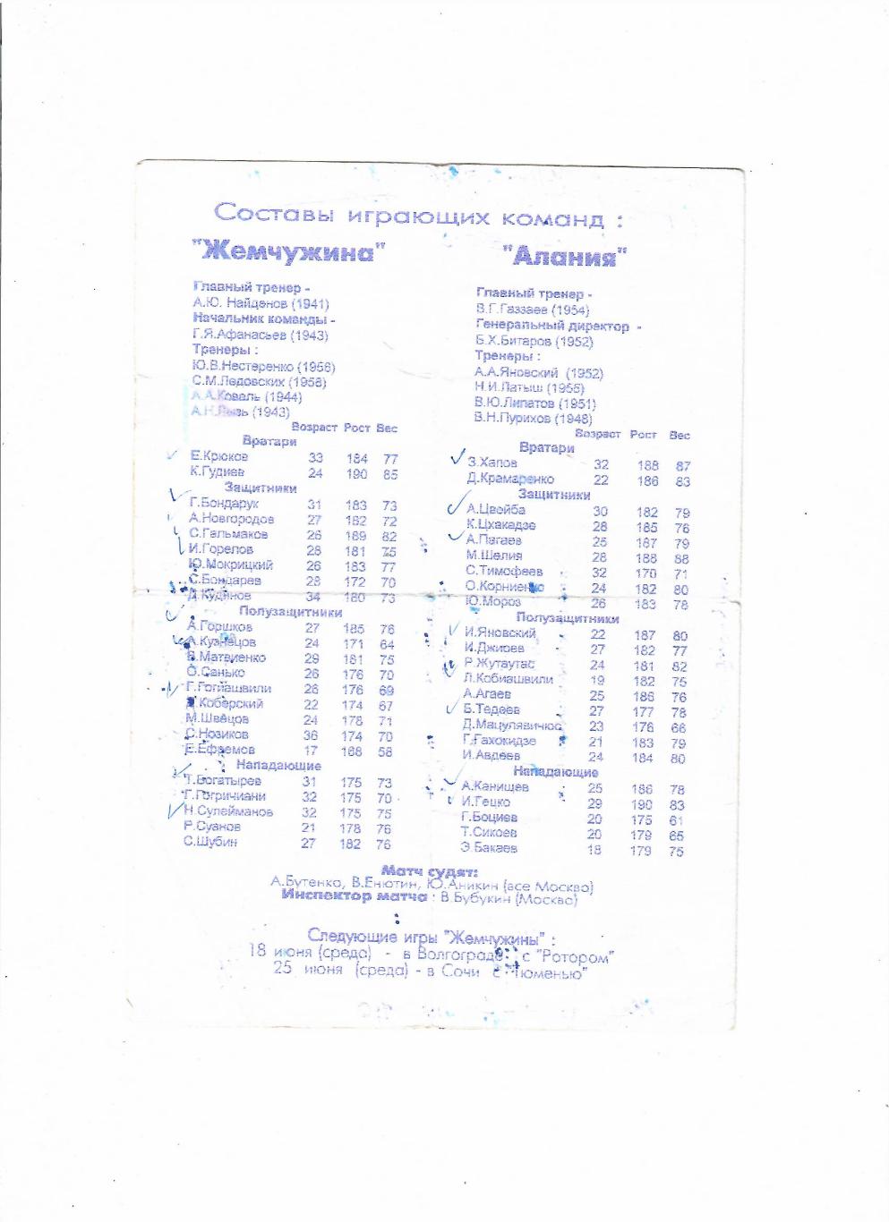Жемчужина Сочи-Алания Владикавказ 1997 1