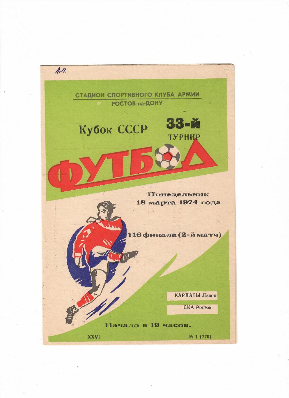 СКА Ростов-Карпаты Львов 1974 Кубок СССР