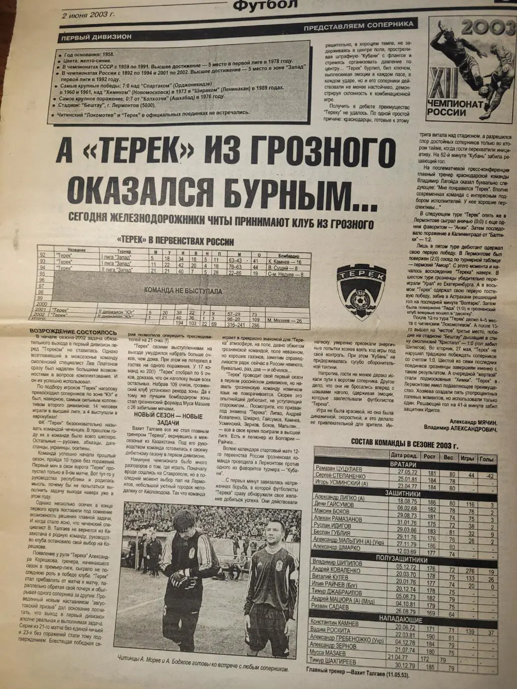 Локомотив Чита-Терек Грозный/Спартак Нальчик 2003 1