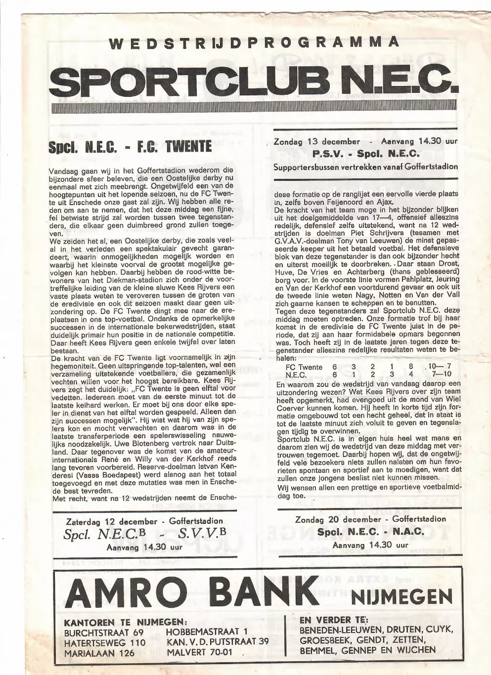 НЕК-Твенте 1970 Чемпионат Голландии