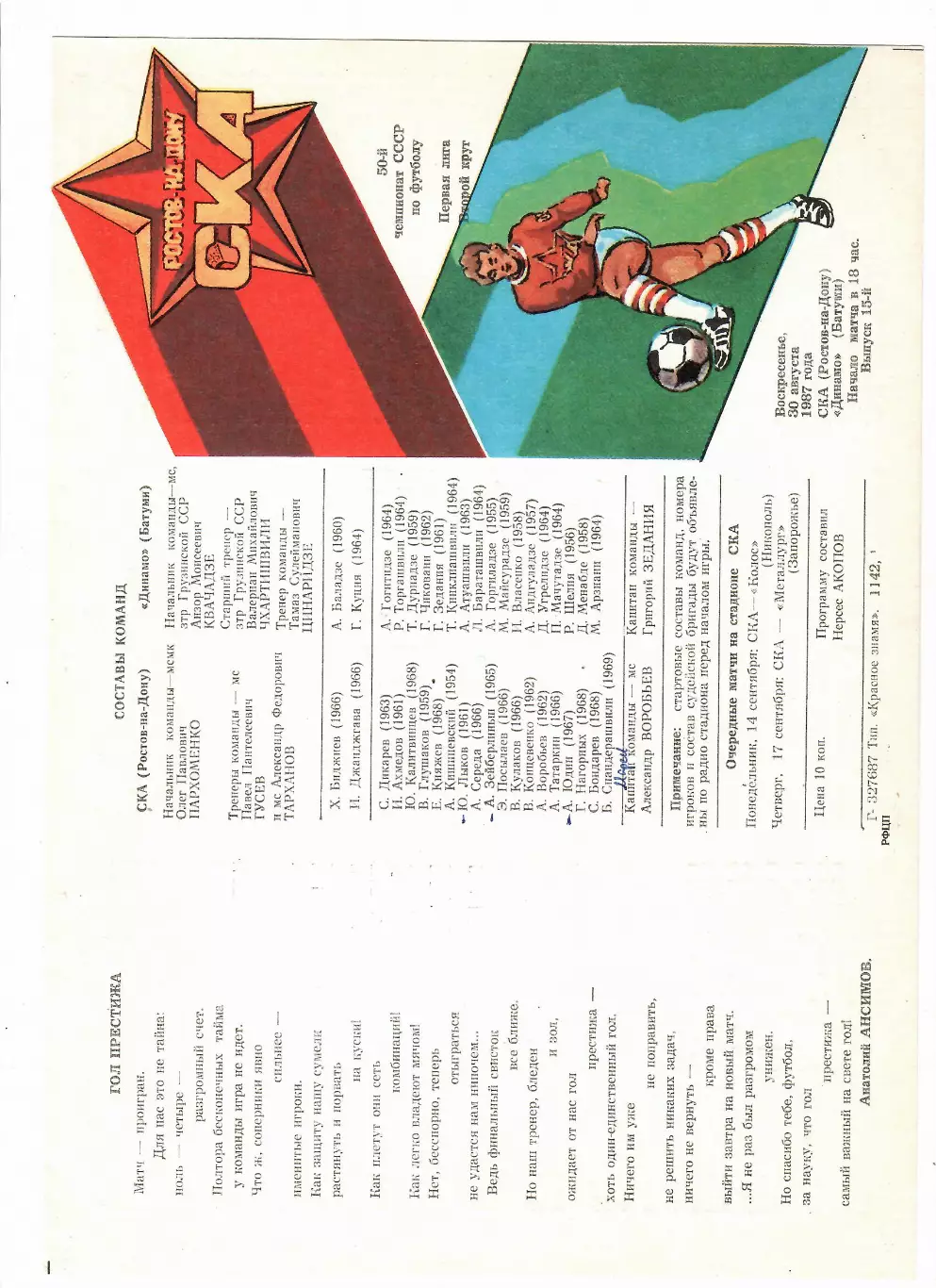 СКА Ростов-Динамо Батуми 1987