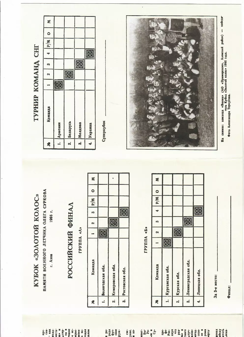Турнир Золотой колос Азов 1996 Финал на кубок России и стран СНГ 1