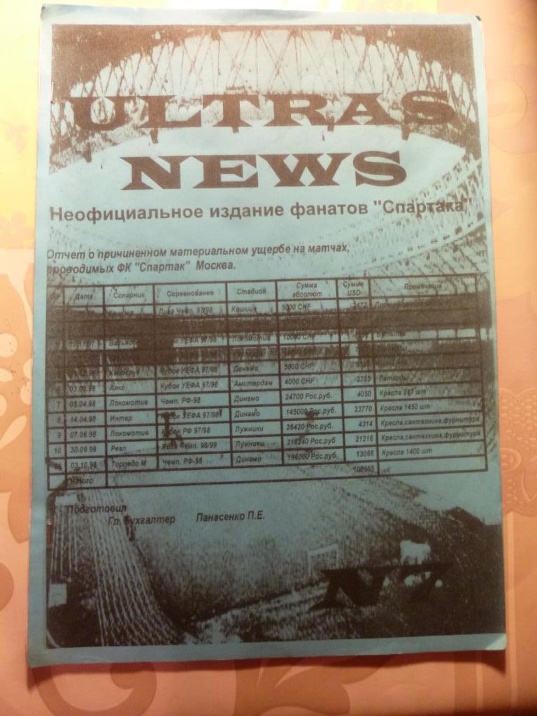 фанзин Ultras News №7, репринт того времени, изданный в СПб