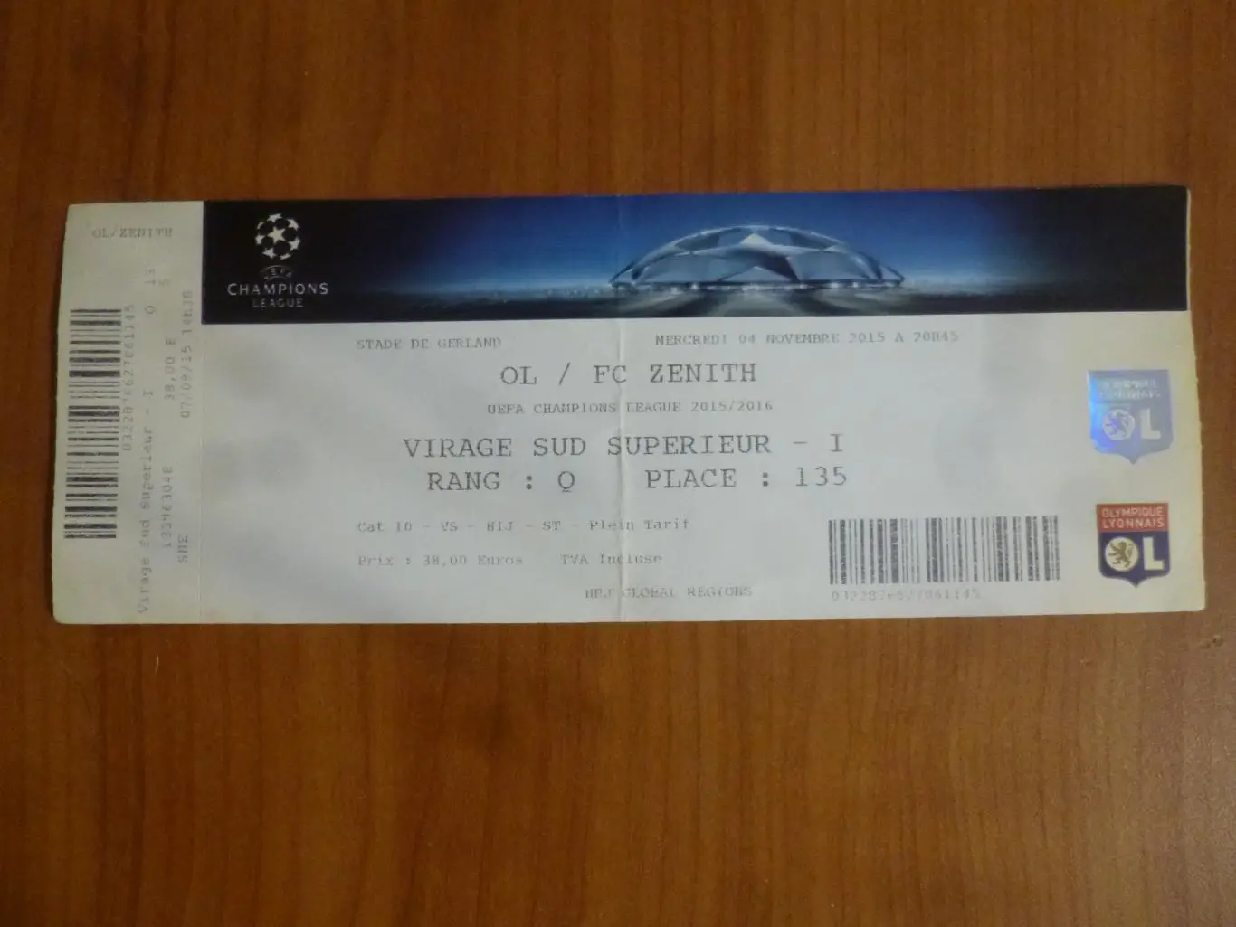 билет Лион Франция - Зенит ЛЧ 04.11.2015