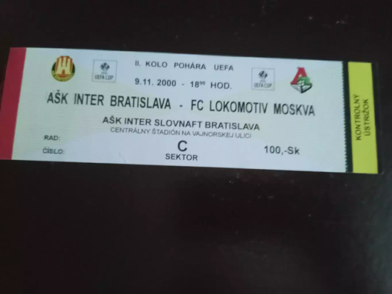 Интер Братислава Словакия - Локомотив Москва 9 ноября 2000