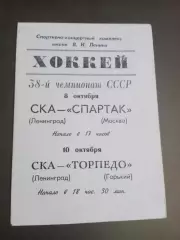СКА Ленинград-Спартак Москва 8 октября Торпедо Горький 10 октября 1983