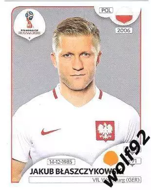 Наклейка №603 Jakub Blaszczykowski / Poland / Panini / ЧМ 2018