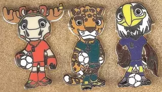 Знаки(Набор 3шт.) Чемпионат Мира 2026 США,Мексика,Канада (5) /Талисманы /2026