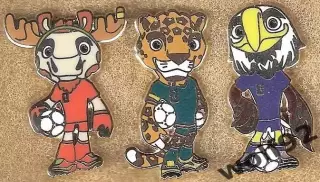 Знаки(Набор 3шт.) Чемпионат Мира 2026 США,Мексика,Канада (5) /Талисманы /2026