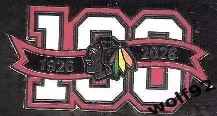 Знак Хоккей Чикаго Блэк Хоукс НХЛ(3) /Chicago Blackhawks NHL /100 лет/1926-2026