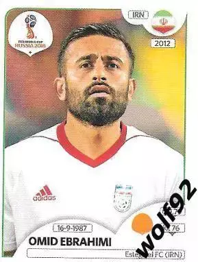 Наклейка №182 Omid Ebrahimi / Iran / Panini / ЧМ 2018