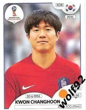 Наклейка №501 Kwon Changhoon / Korea Republic / Panini / ЧМ 2018