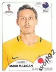 Наклейка №221 Mark Milligan / Australia / Panini / ЧМ 2018